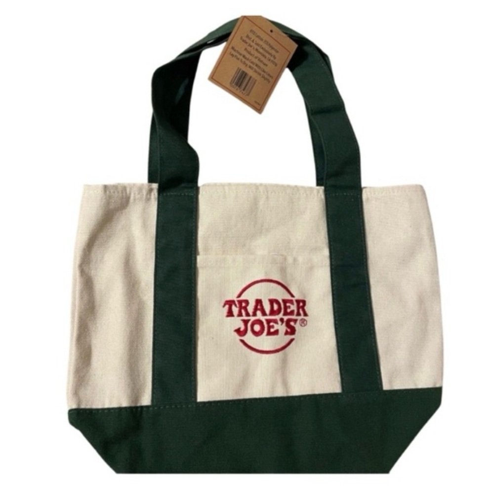 Trader Joe's Canvas Mini Tote in Limited Edition Hunter Green • NEW WITH TAGS